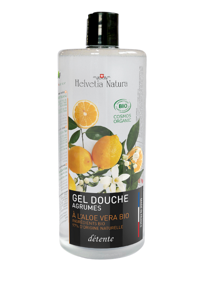 Helvetia Natura® Gel Douche Aloe vera Agrumes 1L - COSMOS ORGANIC