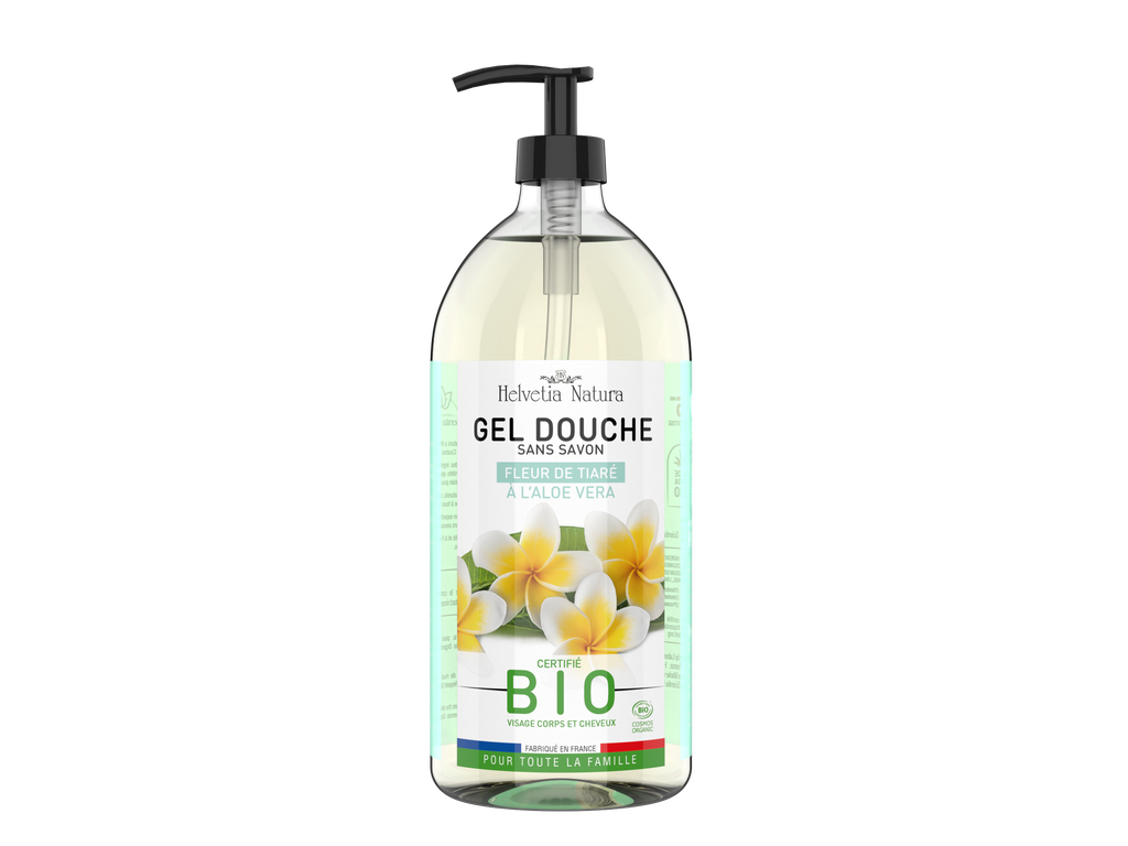 [331] Helvetia Natura® Gel Douche Aloe vera Fleur de Tiaré 1L - COSMOS ORGANIC